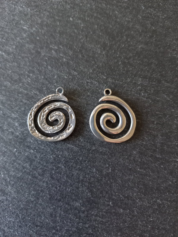 1 or 5 Round Swirl Charms Stainless Steel 23x19.5x2mm