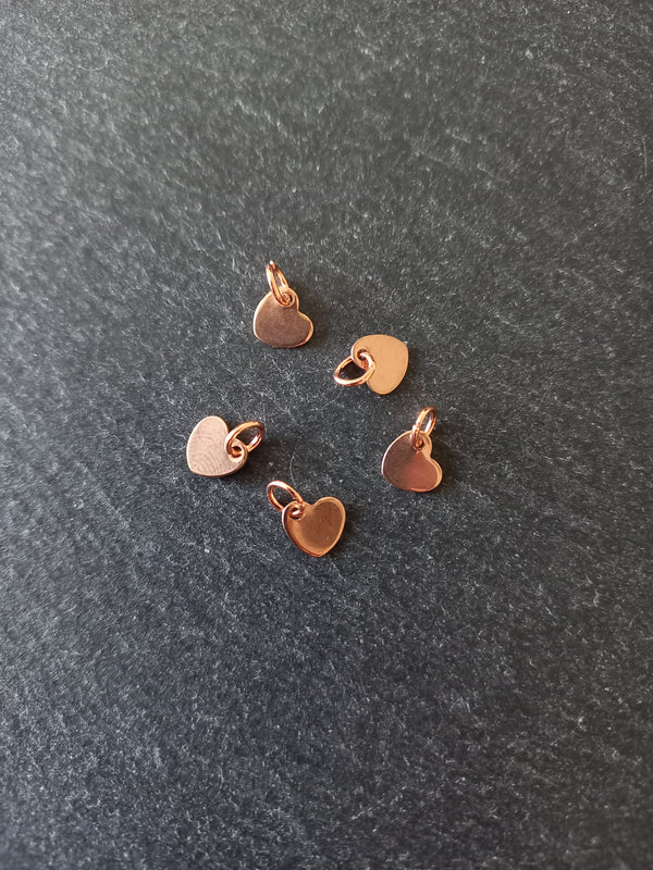 10 or 50 Stainless Steel Rose Gold Tiny Flat Heart Charms 6.5x7x1mm