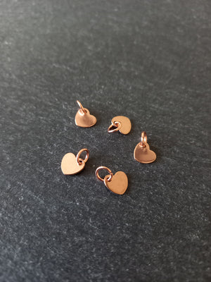 10 or 50 Stainless Steel Rose Gold Tiny Flat Heart Charms 6.5x7x1mm