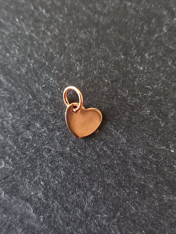 10 or 50 Stainless Steel Rose Gold Tiny Flat Heart Charms 6.5x7x1mm