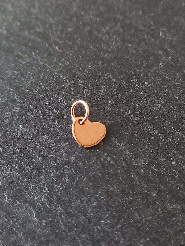 10 or 50 Stainless Steel Rose Gold Tiny Flat Heart Charms 6.5x7x1mm