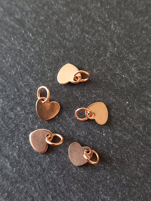 10 or 50 Stainless Steel Rose Gold Tiny Flat Heart Charms 6.5x7x1mm