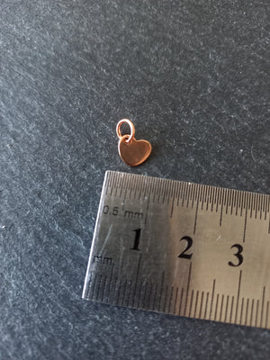 10 or 50 Stainless Steel Rose Gold Tiny Flat Heart Charms 6.5x7x1mm
