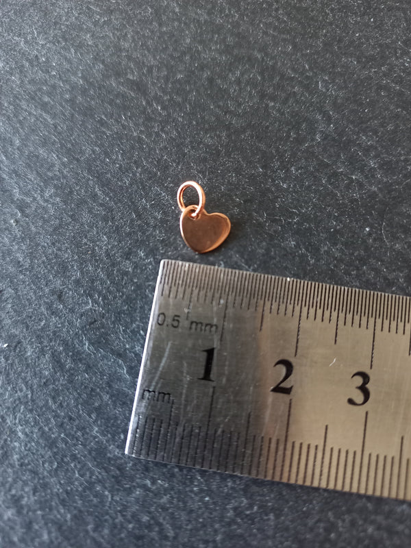 10 or 50 Stainless Steel Rose Gold Tiny Flat Heart Charms 6.5x7x1mm