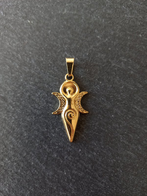 Genuine Gold Plated Stainless Steel Spiral Goddess Pendant 31x16x2mm