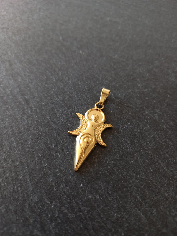 Genuine Gold Plated Stainless Steel Spiral Goddess Pendant 31x16x2mm