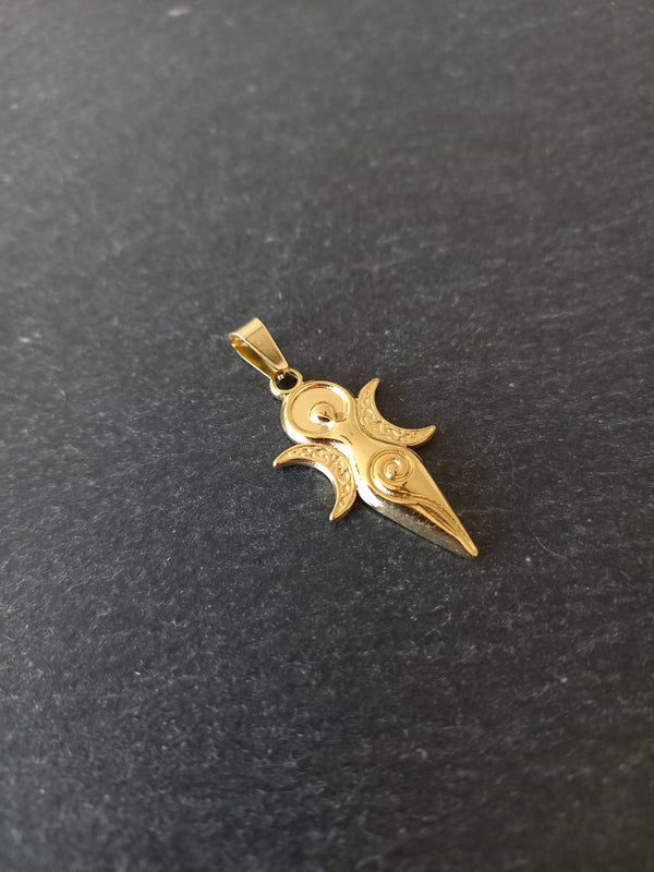 Genuine Gold Plated Stainless Steel Spiral Goddess Pendant 31x16x2mm