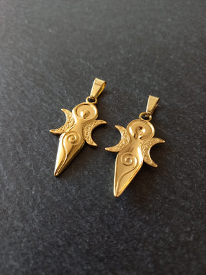Genuine Gold Plated Stainless Steel Spiral Goddess Pendant 31x16x2mm