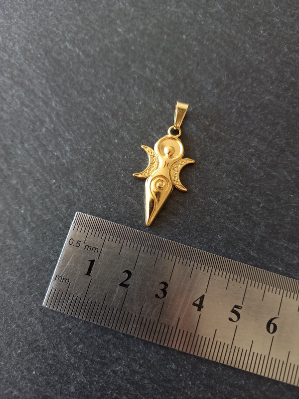 Genuine Gold Plated Stainless Steel Spiral Goddess Pendant 31x16x2mm
