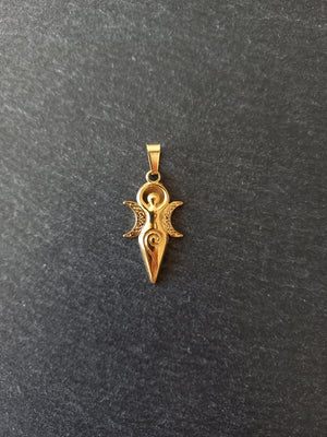 Genuine Gold Plated Stainless Steel Spiral Goddess Pendant 31x16x2mm