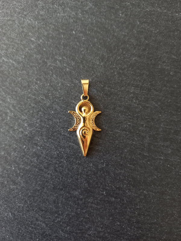 Genuine Gold Plated Stainless Steel Spiral Goddess Pendant 31x16x2mm