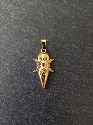 Genuine Gold Plated Stainless Steel Spiral Goddess Pendant 31x16x2mm