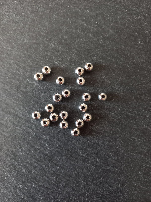20 or 100 Stainless Steel 5mm Solid Smooth Round Spacer Beads 5x4mm Hole: 1.3mm