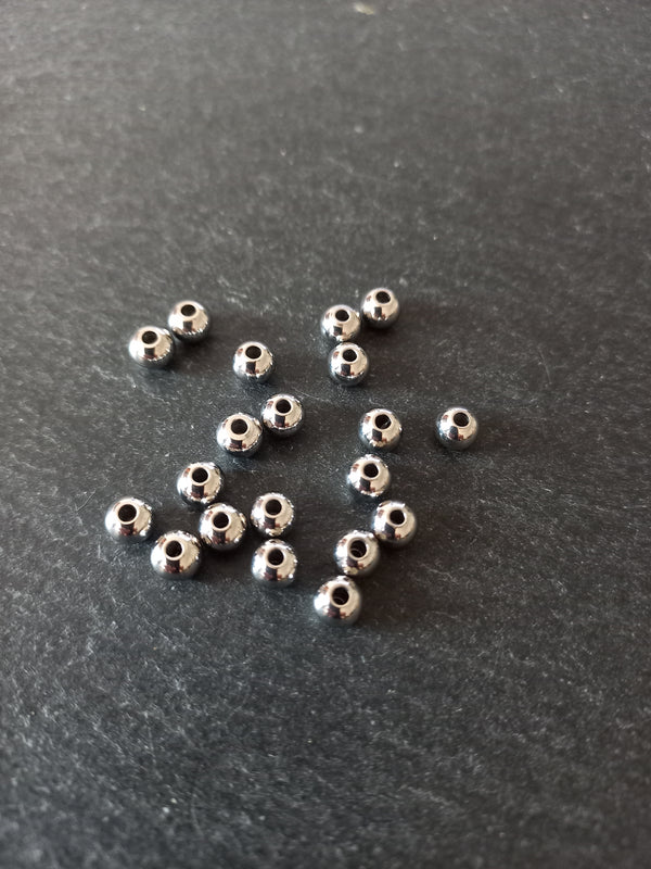 20 or 100 Stainless Steel 5mm Solid Smooth Round Spacer Beads 5x4mm Hole: 1.3mm