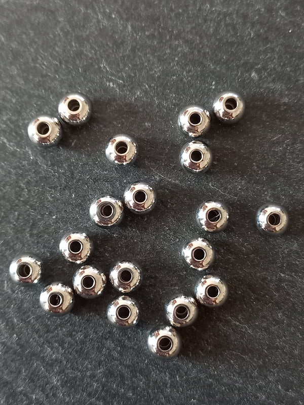 20 or 100 Stainless Steel 5mm Solid Smooth Round Spacer Beads 5x4mm Hole: 1.3mm