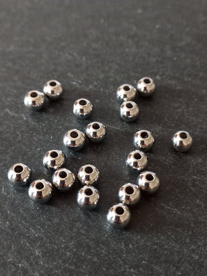 20 or 100 Stainless Steel 5mm Solid Smooth Round Spacer Beads 5x4mm Hole: 1.3mm