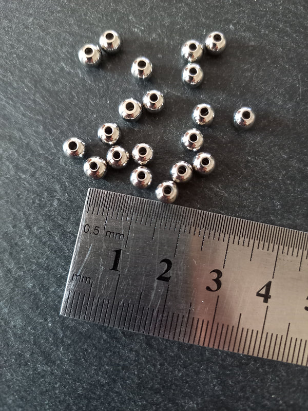 20 or 100 Stainless Steel 5mm Solid Smooth Round Spacer Beads 5x4mm Hole: 1.3mm
