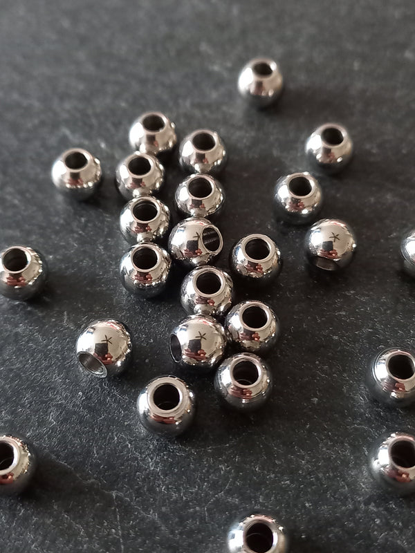 40 or 200 Stainless Steel 5mm Solid Round Spacer Beads 5x4mm Hole: 2mm
