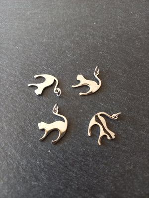2 or 10 Stainless Steel Cat Charms 17.5x14.5x1mm