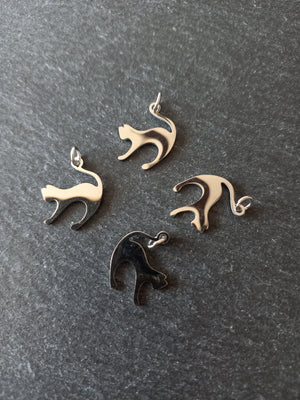 2 or 10 Stainless Steel Cat Charms 17.5x14.5x1mm
