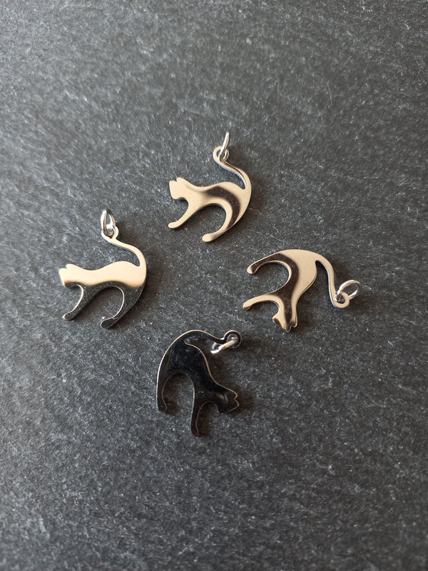 2 or 10 Stainless Steel Cat Charms 17.5x14.5x1mm