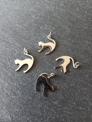 2 or 10 Stainless Steel Cat Charms 17.5x14.5x1mm