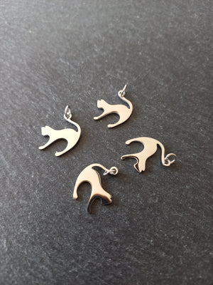 2 or 10 Stainless Steel Cat Charms 17.5x14.5x1mm