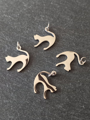 2 or 10 Stainless Steel Cat Charms 17.5x14.5x1mm