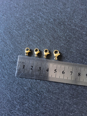 6 or 30 Stainless Steel Lobster Clasps Genuine 24K Gold Plated 10mm, 11mm, 12mm or 13mm