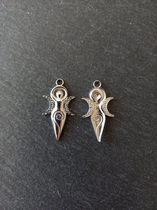 2 or 10 Stainless Steel Spiral Goddess Charms 31x16x2mm