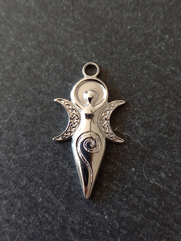 2 or 10 Stainless Steel Spiral Goddess Charms 31x16x2mm