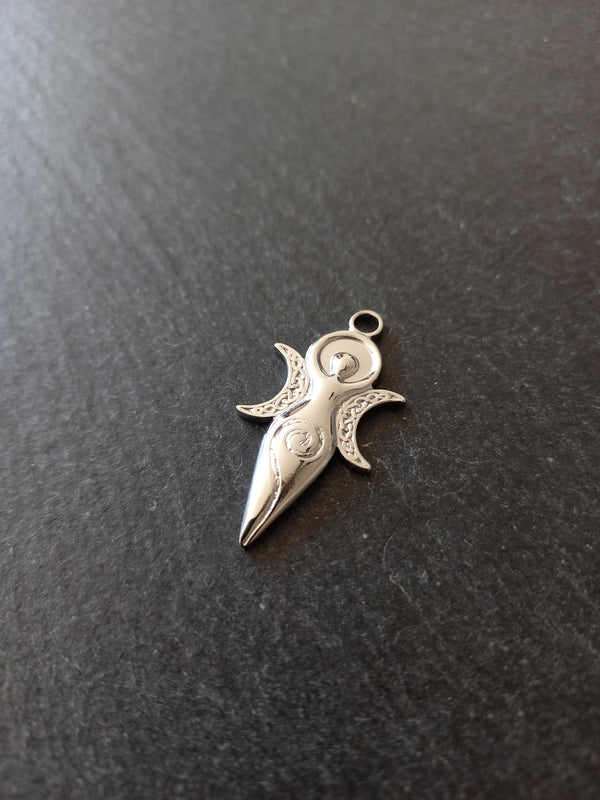 2 or 10 Stainless Steel Spiral Goddess Charms 31x16x2mm