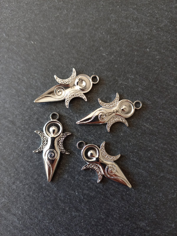 2 or 10 Stainless Steel Spiral Goddess Charms 31x16x2mm