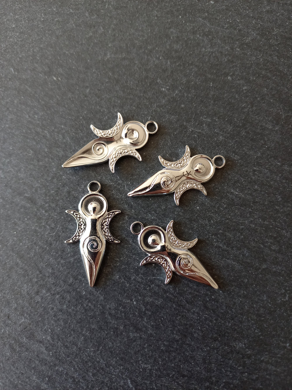 2 or 10 Stainless Steel Spiral Goddess Charms 31x16x2mm