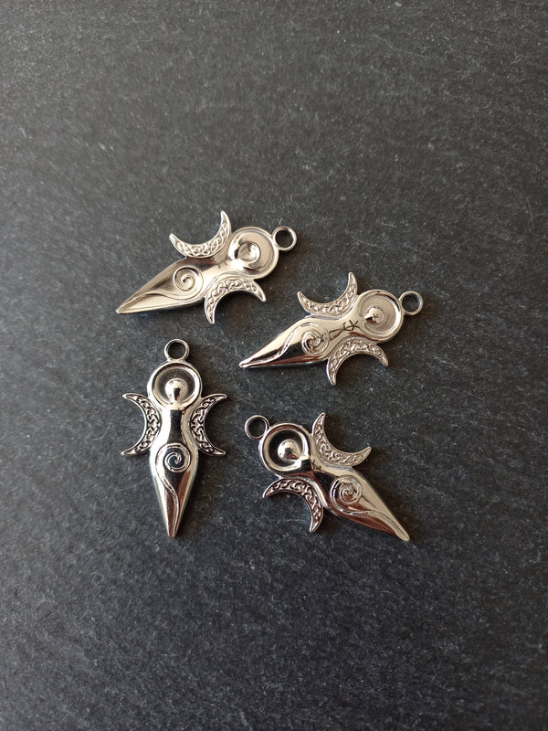 2 or 10 Stainless Steel Spiral Goddess Charms 31x16x2mm