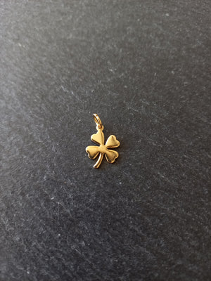 4 or 20 Four Leaf Clover Charms Genuine 24k Gold Plated Stainless Steel 13.5x10x0.8mm