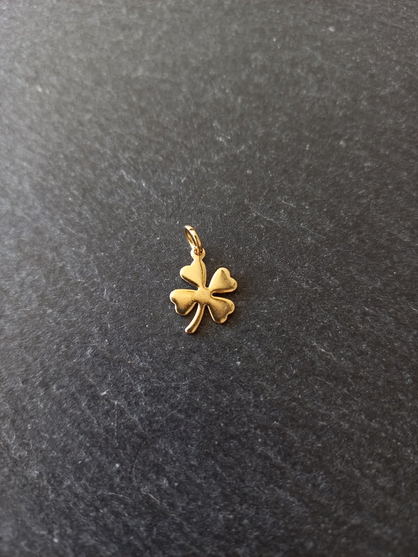 4 or 20 Four Leaf Clover Charms Genuine 24k Gold Plated Stainless Steel 13.5x10x0.8mm