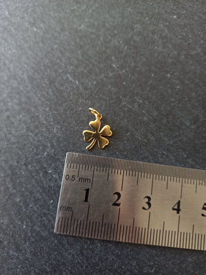 4 or 20 Four Leaf Clover Charms Genuine 24k Gold Plated Stainless Steel 13.5x10x0.8mm