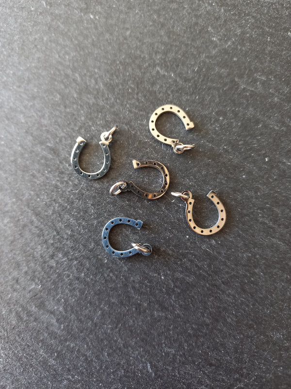 2 or 10 Lucky Horse Shoe Charms Stainless Steel 13.5x10mm
