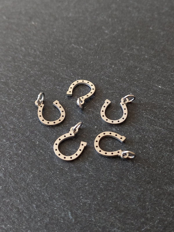 2 or 10 Lucky Horse Shoe Charms Stainless Steel 13.5x10mm