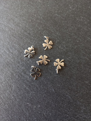 10 or 50 Four Leaf Clover Charms Stainless Steel 13x9.5x0.7mm