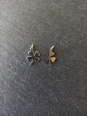 10 or 50 Four Leaf Clover Charms Stainless Steel 13x9.5x0.7mm