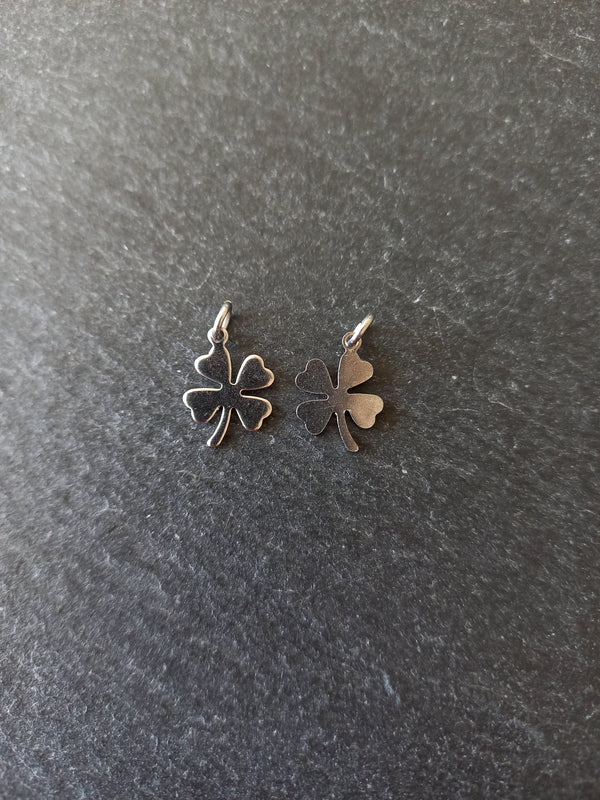 10 or 50 Four Leaf Clover Charms Stainless Steel 13x9.5x0.7mm