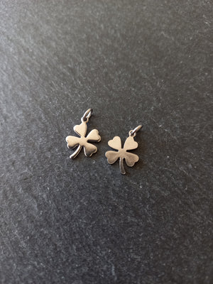 10 or 50 Four Leaf Clover Charms Stainless Steel 13x9.5x0.7mm
