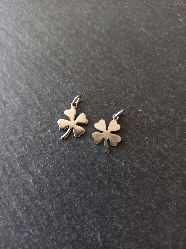 10 or 50 Four Leaf Clover Charms Stainless Steel 13x9.5x0.7mm