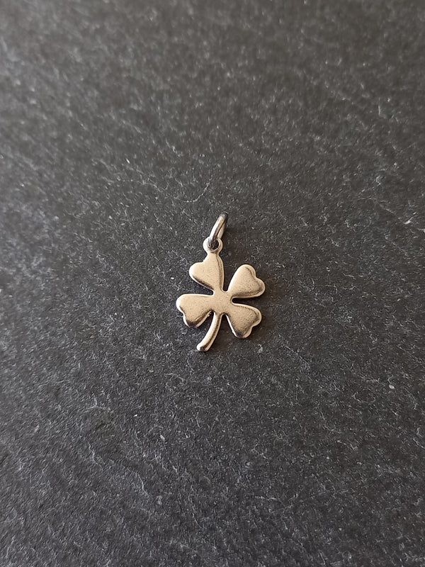 10 or 50 Four Leaf Clover Charms Stainless Steel 13x9.5x0.7mm