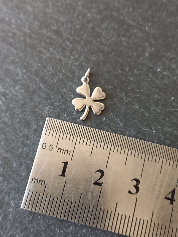 10 or 50 Four Leaf Clover Charms Stainless Steel 13x9.5x0.7mm
