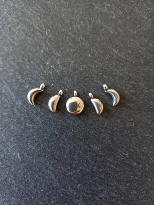 Set of 5 Stainless Steel Phases of the Moon Charms
