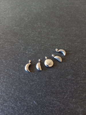 Set of 5 Stainless Steel Phases of the Moon Charms