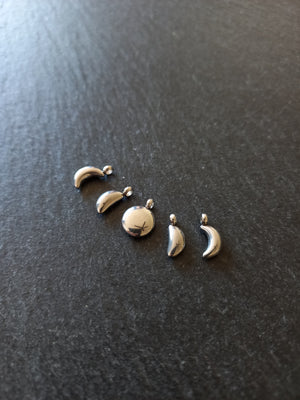 Set of 5 Stainless Steel Phases of the Moon Charms